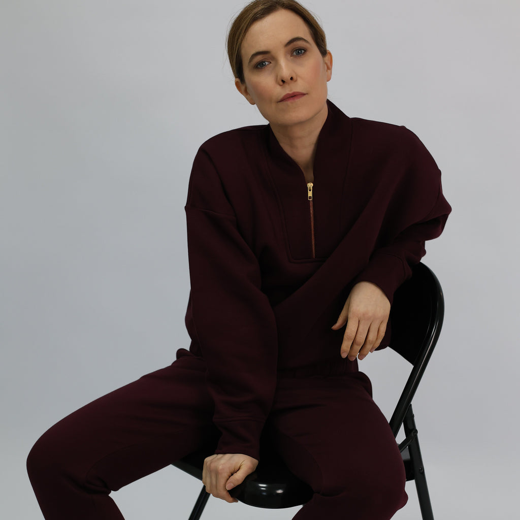Burgundy half zip sweatshirt