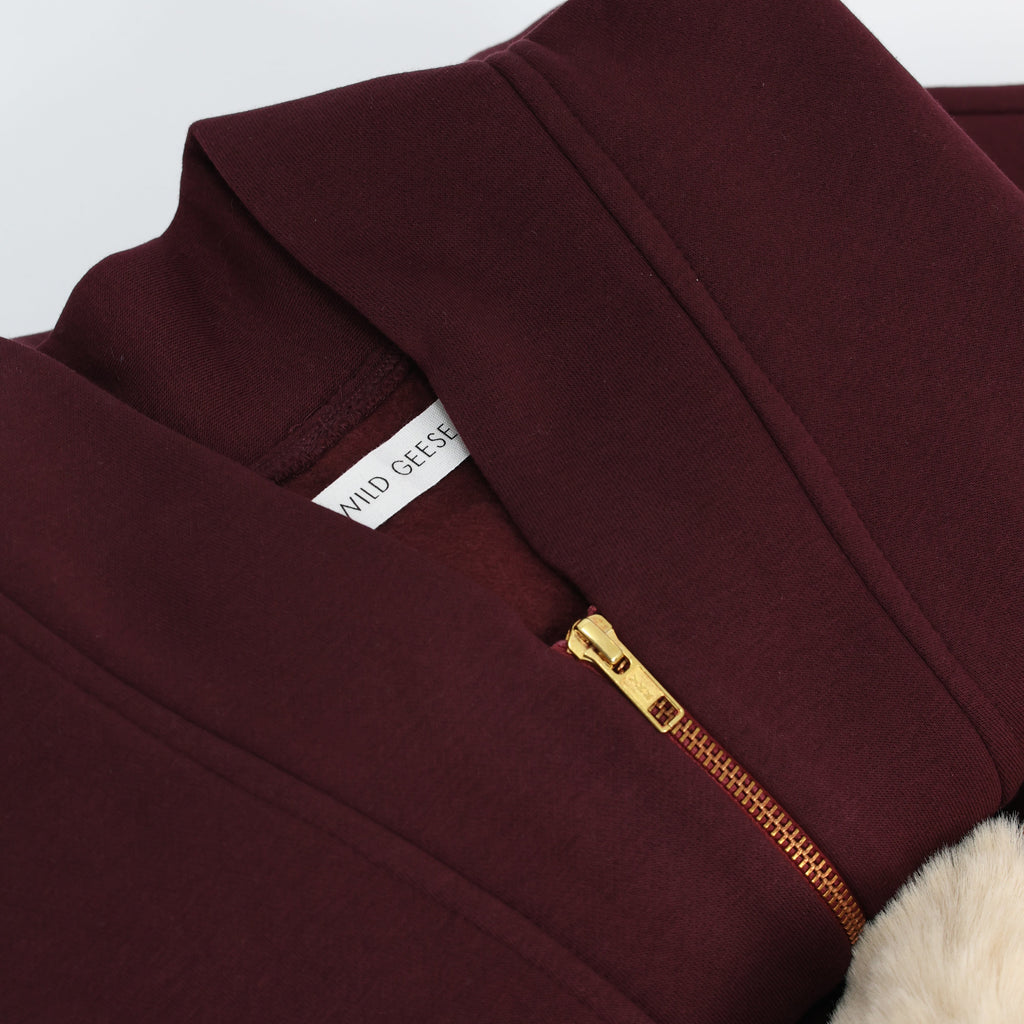 Burgundy maroon zip up sweatshirt