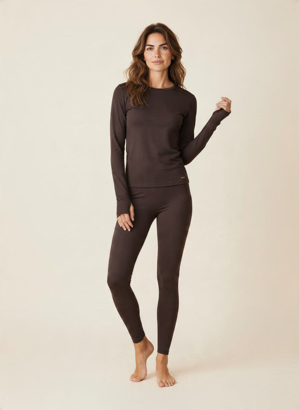 Chocolate second skin high waisted leggings and top co-ord