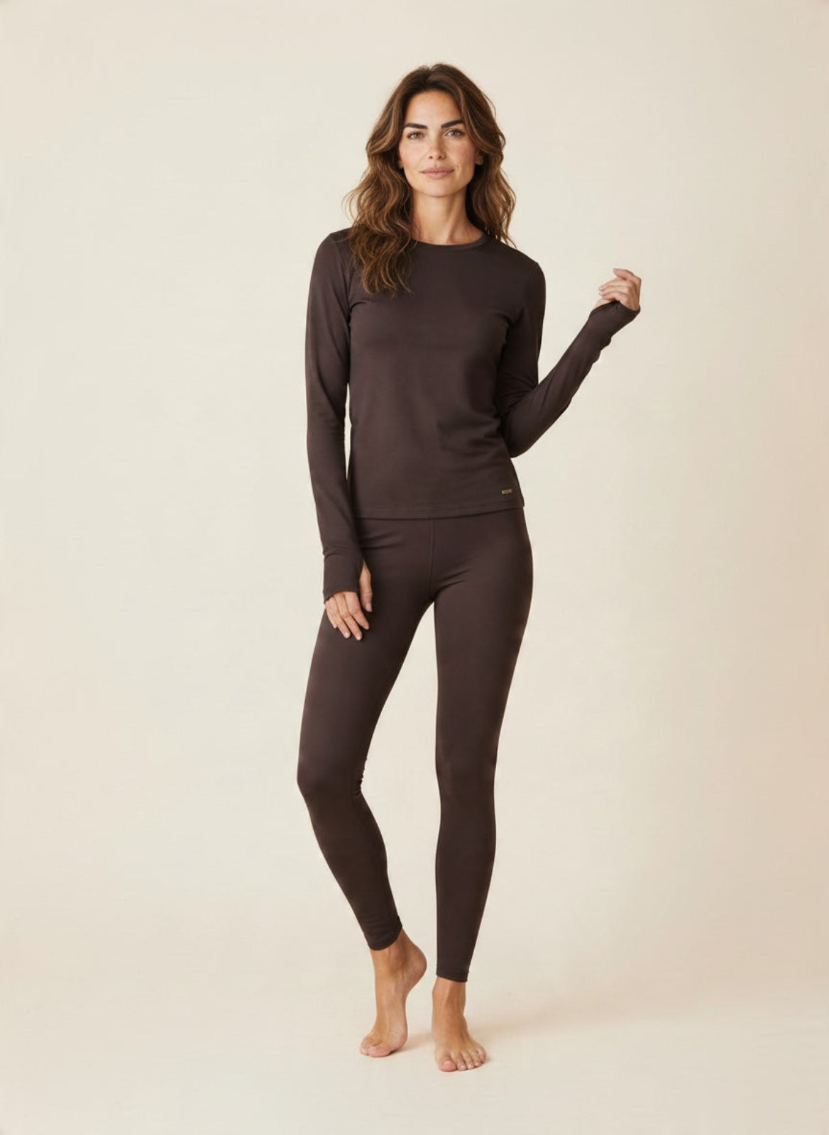 Chocolate second skin high waisted leggings and top co-ord
