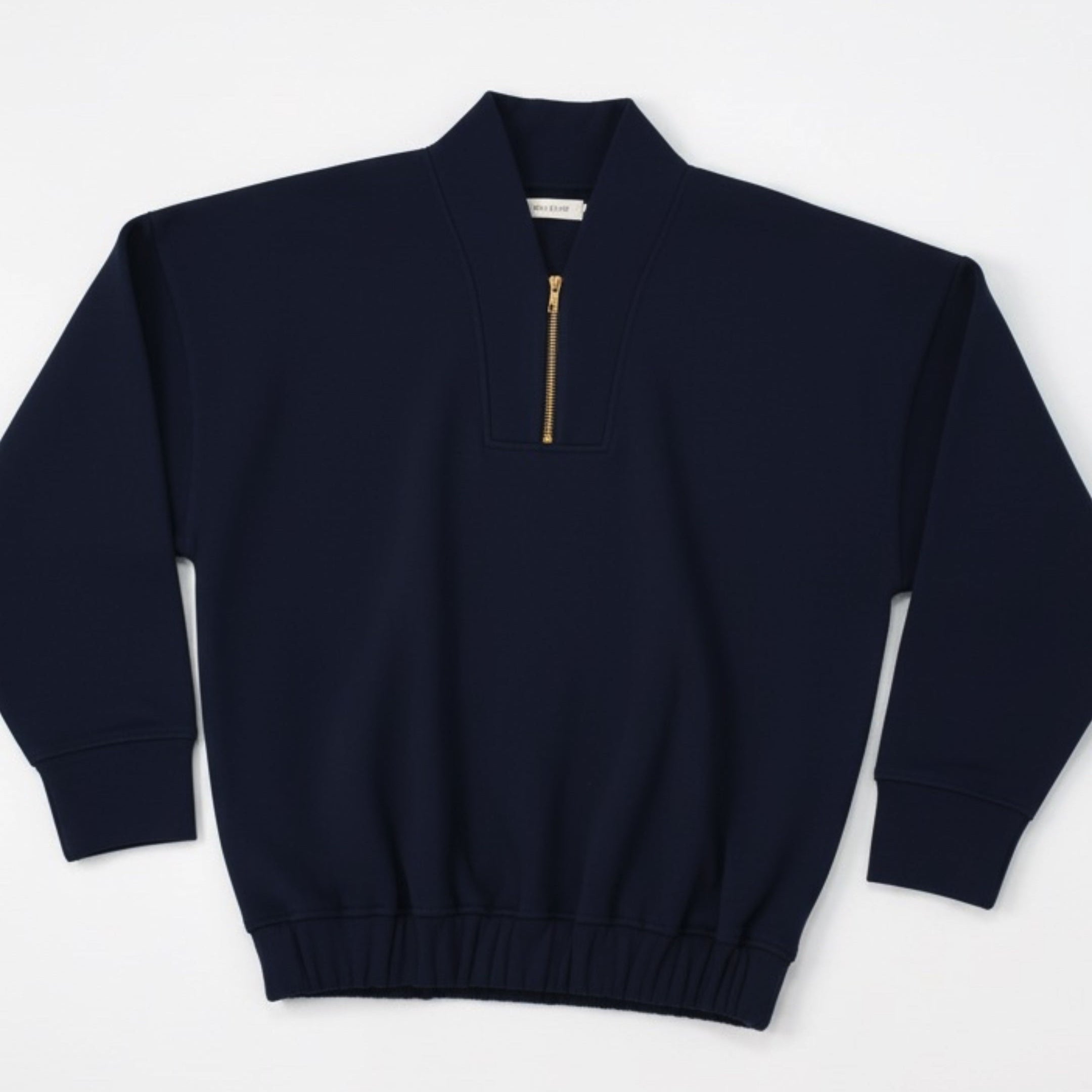 Navy blue zip-up sweatshirt