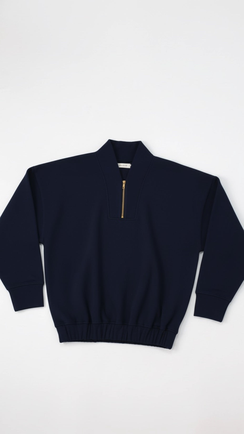 Navy blue zip-up sweatshirt