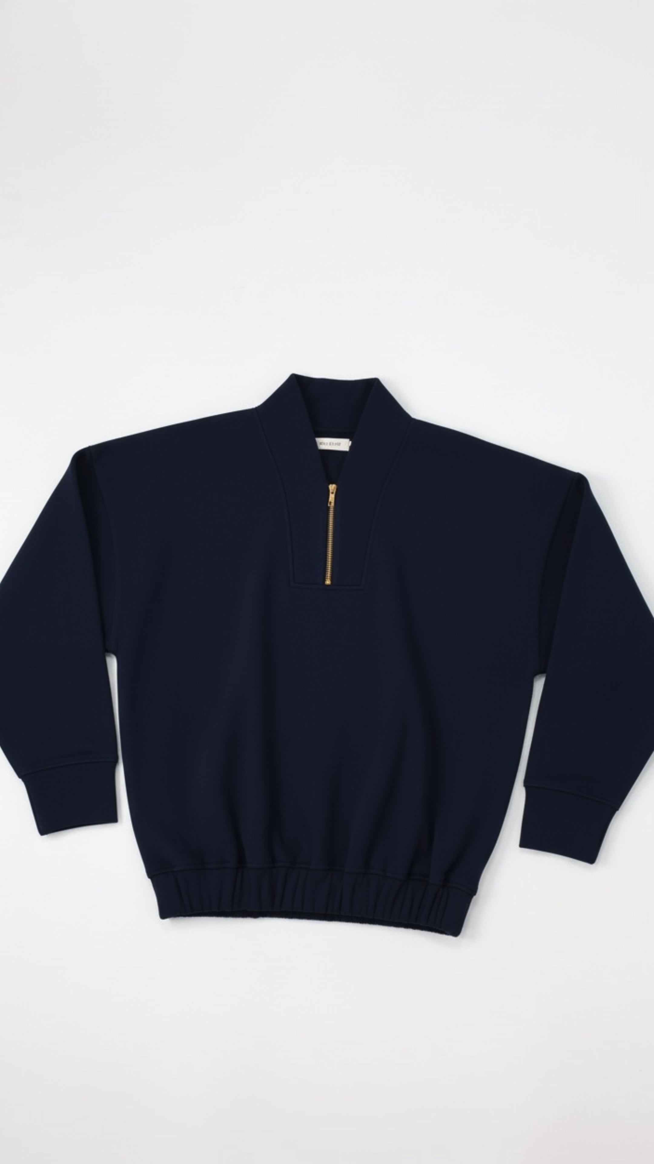 Navy blue zip-up sweatshirt