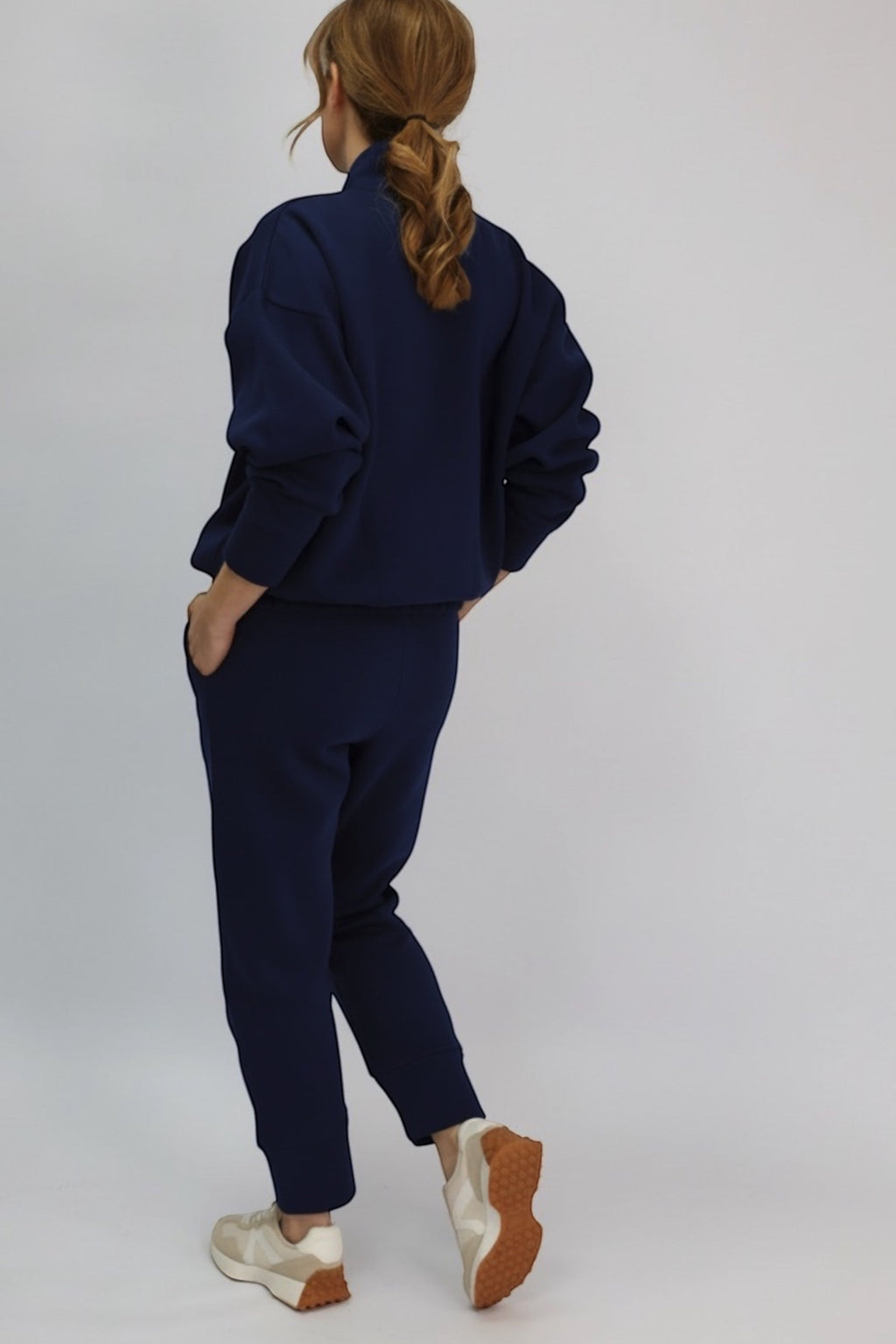 Margot Zip Detail Sweatshirt in Navy