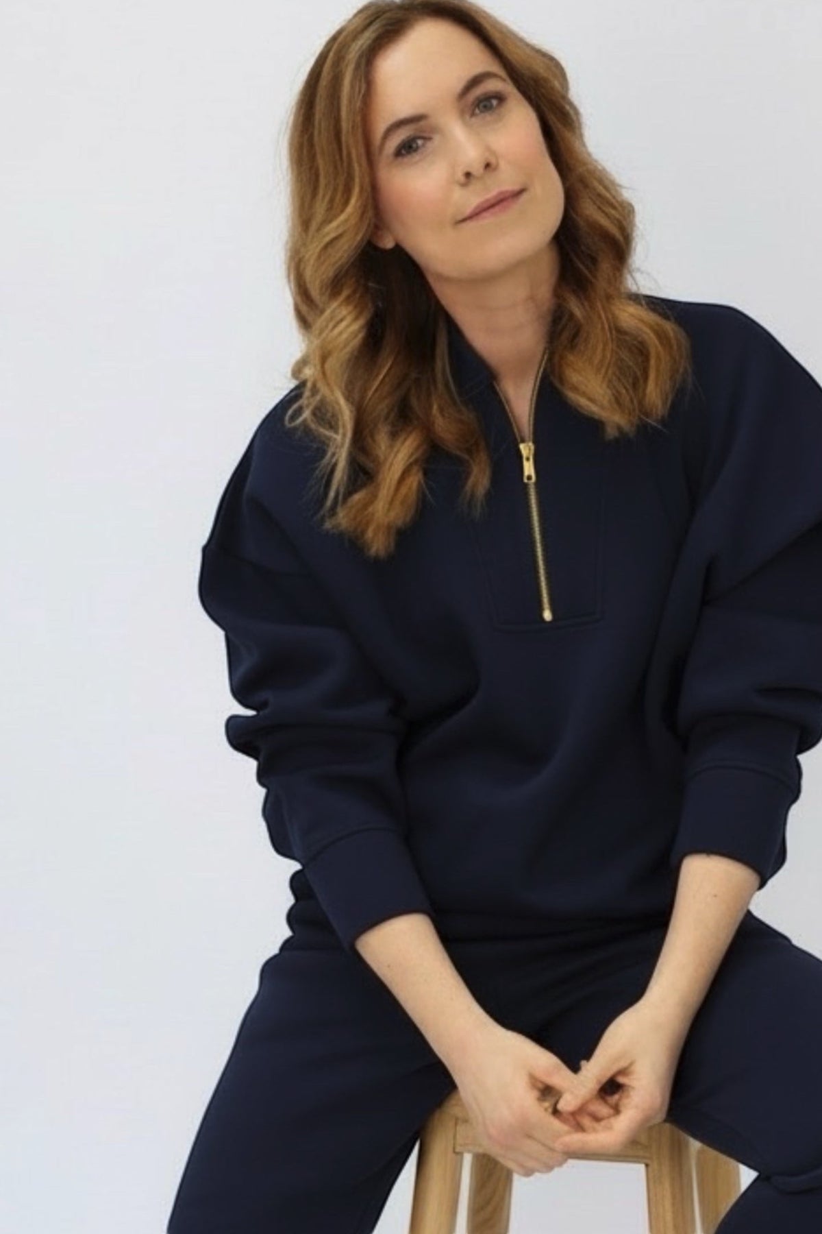 Margot Zip Detail Sweatshirt in Navy